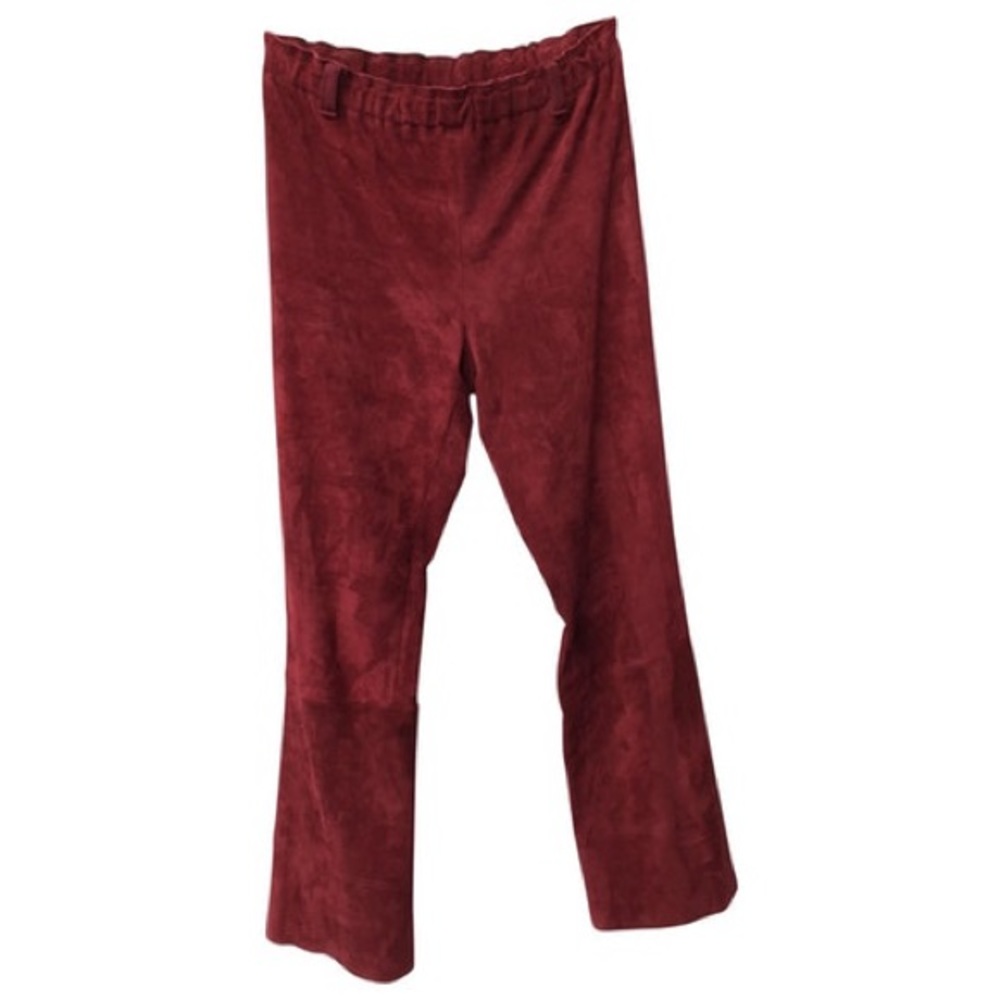 Stouls Leather/Suede Straight Pants Burgundy
